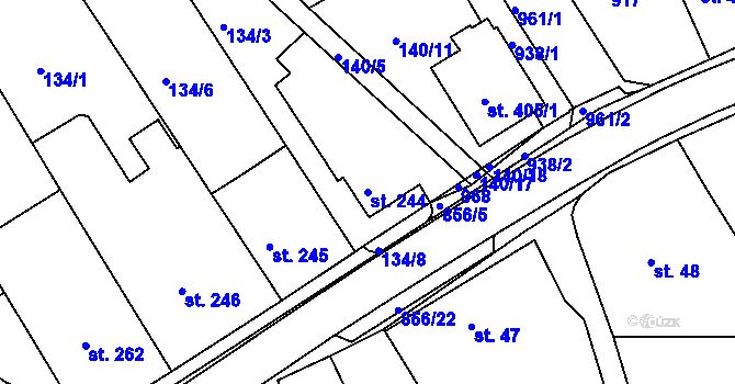 Parcela st. 244 v KÚ Kolinec, Katastrální mapa