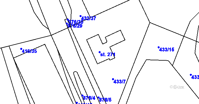 Parcela st. 271 v KÚ Kolinec, Katastrální mapa