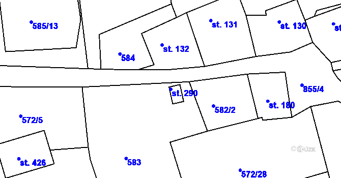 Parcela st. 290 v KÚ Kolinec, Katastrální mapa