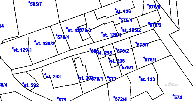 Parcela st. 295 v KÚ Kolinec, Katastrální mapa
