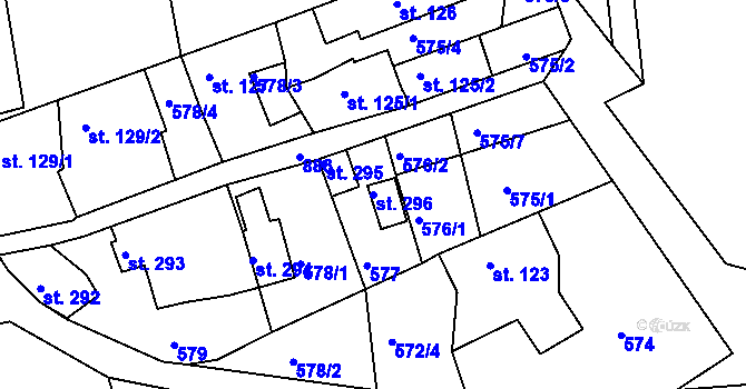 Parcela st. 296 v KÚ Kolinec, Katastrální mapa