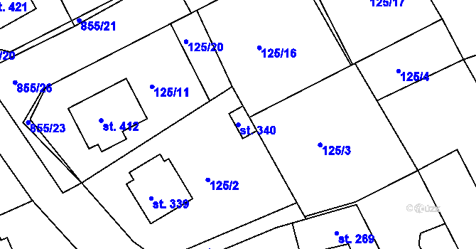 Parcela st. 340 v KÚ Kolinec, Katastrální mapa