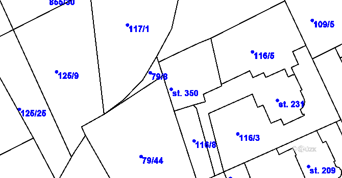 Parcela st. 350 v KÚ Kolinec, Katastrální mapa