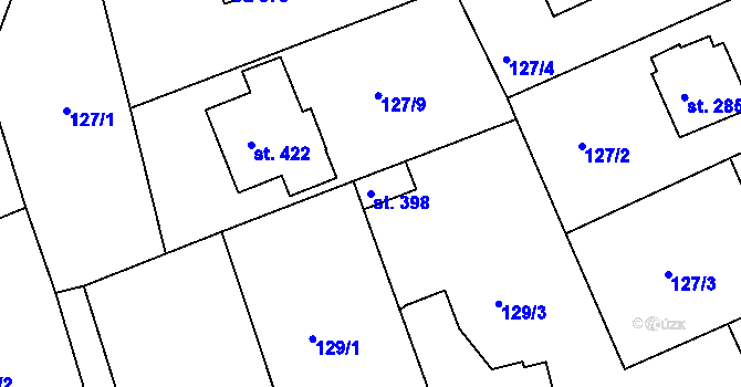 Parcela st. 398 v KÚ Kolinec, Katastrální mapa