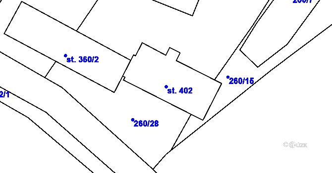 Parcela st. 402 v KÚ Kolinec, Katastrální mapa