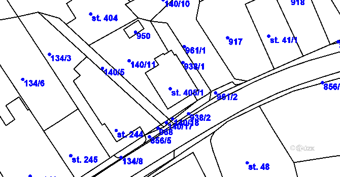 Parcela st. 405/1 v KÚ Kolinec, Katastrální mapa