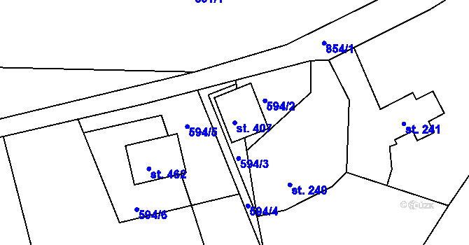 Parcela st. 407 v KÚ Kolinec, Katastrální mapa