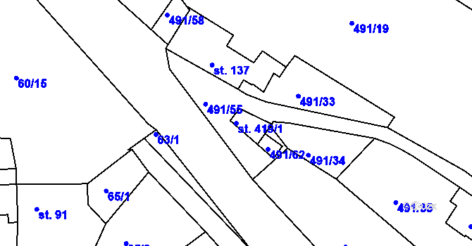 Parcela st. 419/1 v KÚ Kolinec, Katastrální mapa
