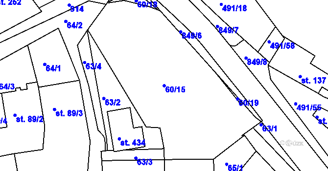 Parcela st. 60/15 v KÚ Kolinec, Katastrální mapa