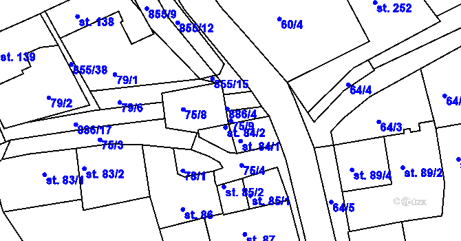 Parcela st. 75/9 v KÚ Kolinec, Katastrální mapa
