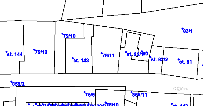 Parcela st. 79/11 v KÚ Kolinec, Katastrální mapa