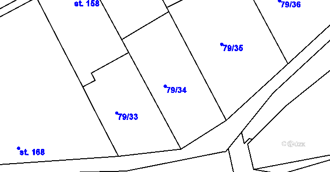 Parcela st. 79/34 v KÚ Kolinec, Katastrální mapa