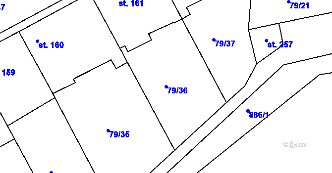 Parcela st. 79/36 v KÚ Kolinec, Katastrální mapa