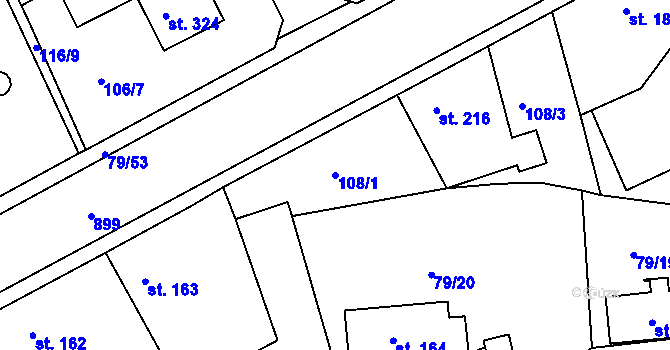 Parcela st. 108/1 v KÚ Kolinec, Katastrální mapa