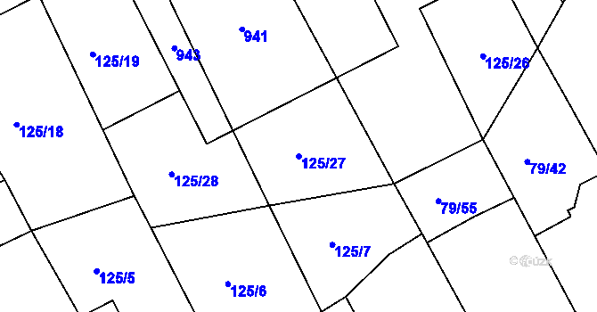 Parcela st. 125/27 v KÚ Kolinec, Katastrální mapa
