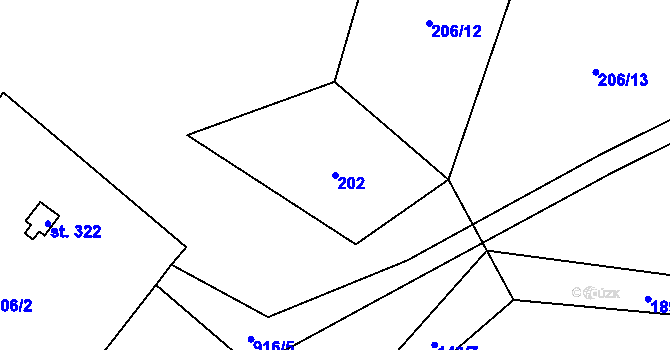 Parcela st. 202 v KÚ Kolinec, Katastrální mapa