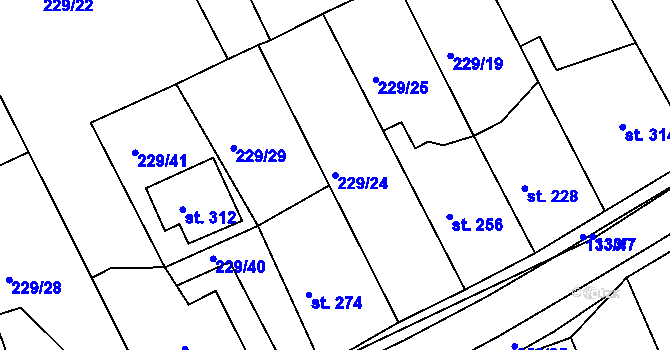 Parcela st. 229/24 v KÚ Kolinec, Katastrální mapa