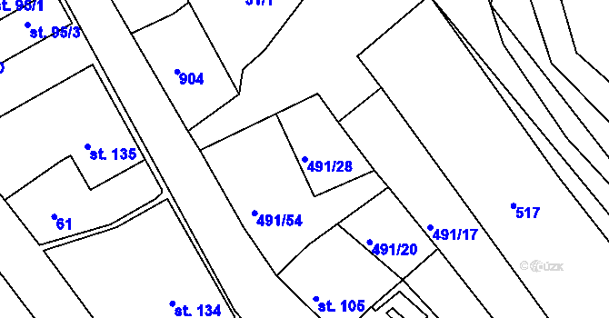 Parcela st. 491/28 v KÚ Kolinec, Katastrální mapa