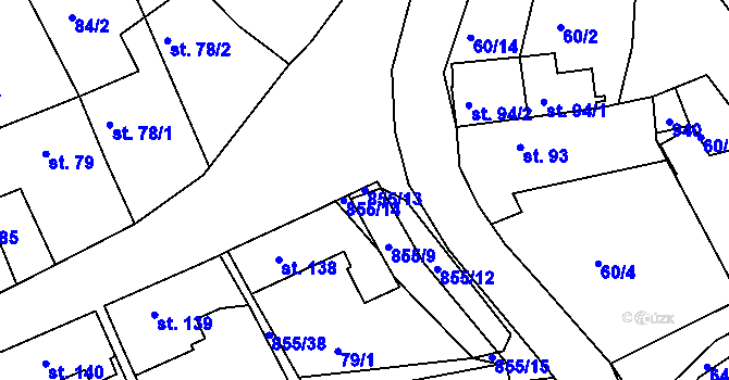 Parcela st. 855/13 v KÚ Kolinec, Katastrální mapa