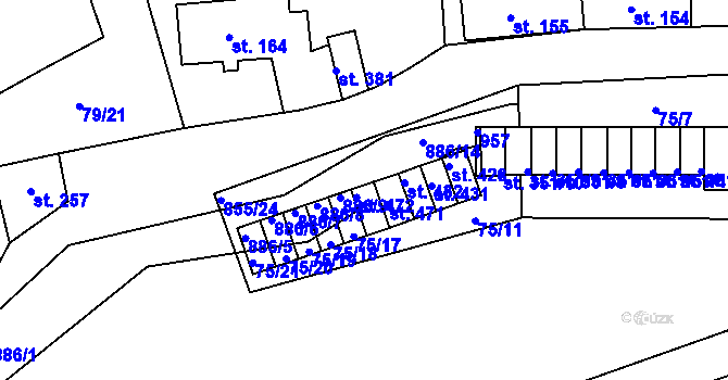 Parcela st. 886/10 v KÚ Kolinec, Katastrální mapa