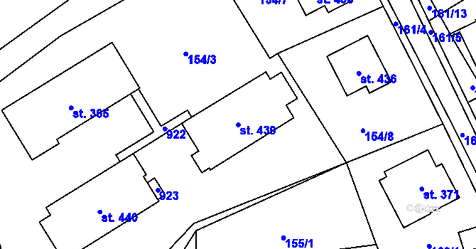 Parcela st. 439 v KÚ Kolinec, Katastrální mapa