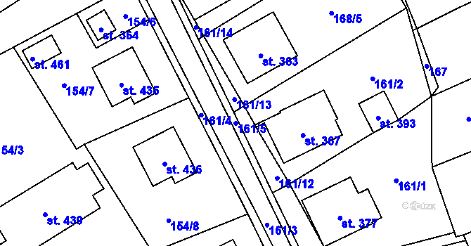 Parcela st. 161/5 v KÚ Kolinec, Katastrální mapa