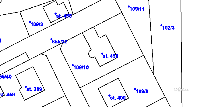 Parcela st. 450 v KÚ Kolinec, Katastrální mapa