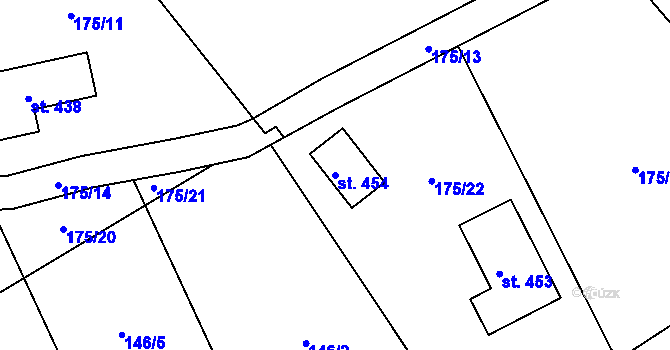 Parcela st. 454 v KÚ Kolinec, Katastrální mapa