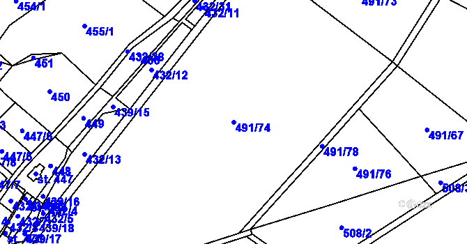 Parcela st. 491/74 v KÚ Kolinec, Katastrální mapa