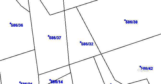 Parcela st. 586/32 v KÚ Kolinec, Katastrální mapa