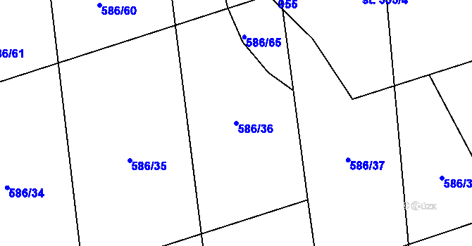 Parcela st. 586/36 v KÚ Kolinec, Katastrální mapa