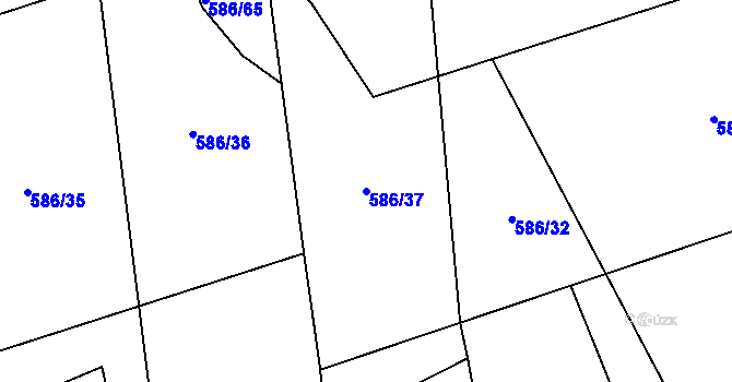 Parcela st. 586/37 v KÚ Kolinec, Katastrální mapa