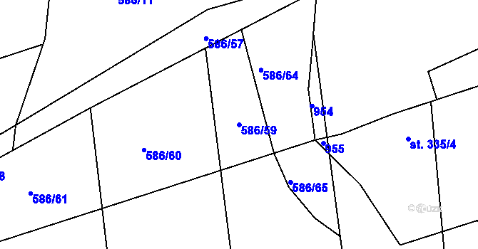 Parcela st. 586/59 v KÚ Kolinec, Katastrální mapa