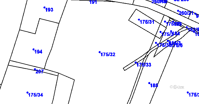 Parcela st. 175/32 v KÚ Kolinec, Katastrální mapa