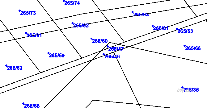 Parcela st. 265/46 v KÚ Kolinec, Katastrální mapa