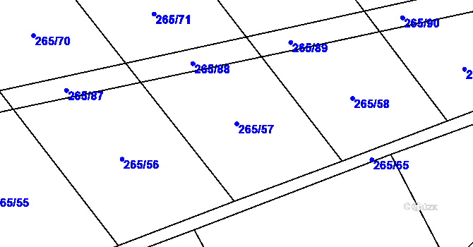 Parcela st. 265/57 v KÚ Kolinec, Katastrální mapa