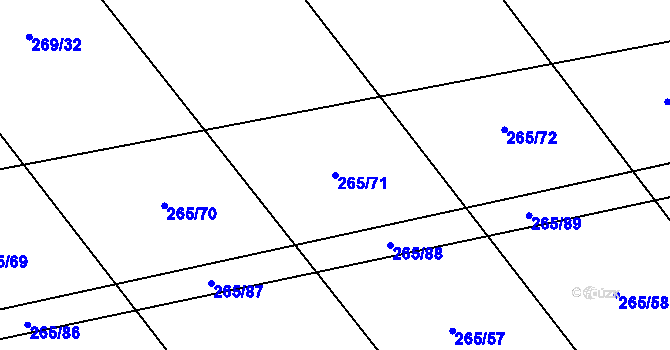 Parcela st. 265/71 v KÚ Kolinec, Katastrální mapa