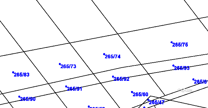 Parcela st. 265/74 v KÚ Kolinec, Katastrální mapa