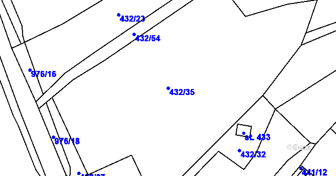 Parcela st. 432/35 v KÚ Kolinec, Katastrální mapa