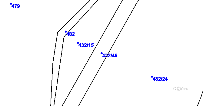 Parcela st. 432/46 v KÚ Kolinec, Katastrální mapa