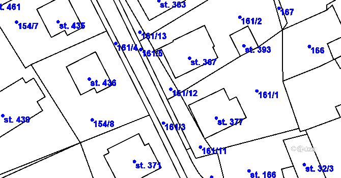 Parcela st. 161/12 v KÚ Kolinec, Katastrální mapa