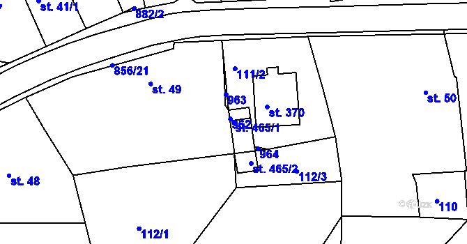 Parcela st. 465/1 v KÚ Kolinec, Katastrální mapa