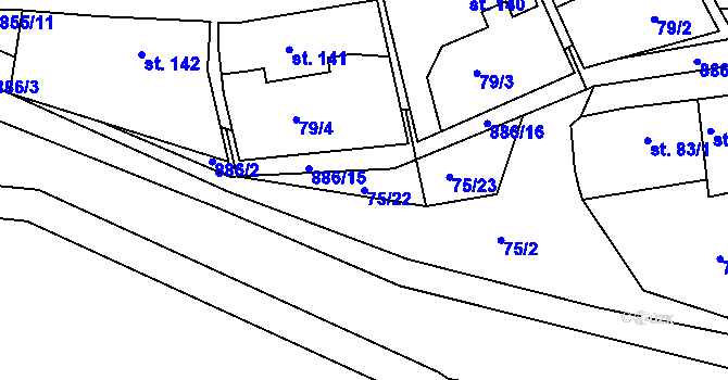 Parcela st. 75/22 v KÚ Kolinec, Katastrální mapa