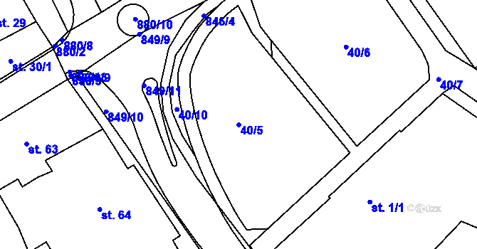 Parcela st. 40/5 v KÚ Kolinec, Katastrální mapa