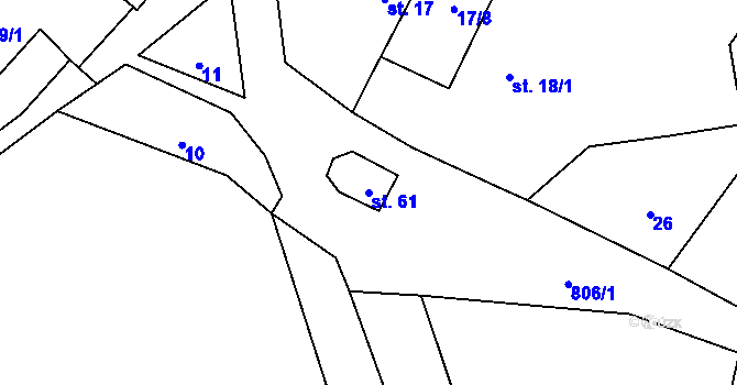 Parcela st. 61 v KÚ Ujčín, Katastrální mapa