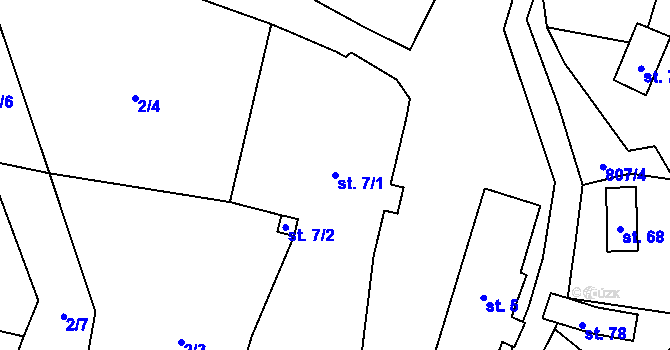 Parcela st. 7/1 v KÚ Ujčín, Katastrální mapa