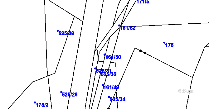 Parcela st. 161/50 v KÚ Vlčkovice u Kolince, Katastrální mapa