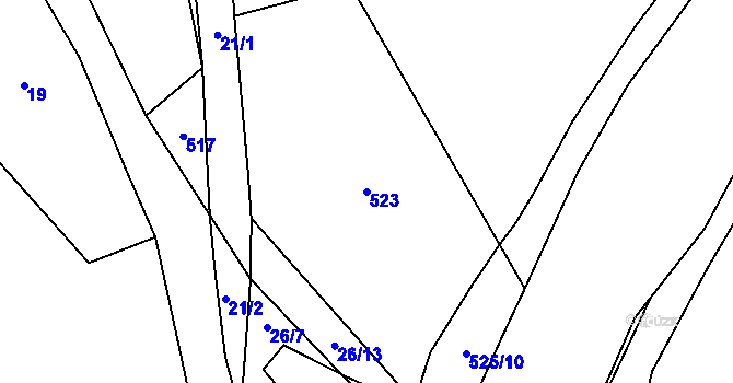 Parcela st. 523 v KÚ Vlčkovice u Kolince, Katastrální mapa