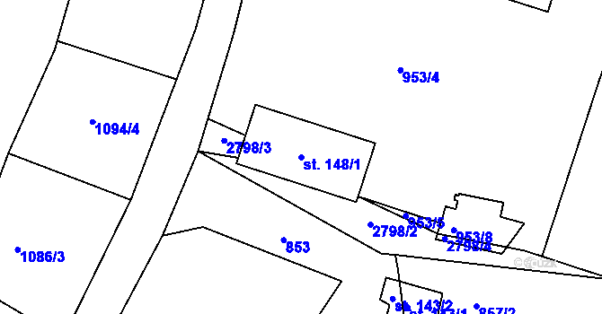 Parcela st. 148/1 v KÚ Kolný, Katastrální mapa