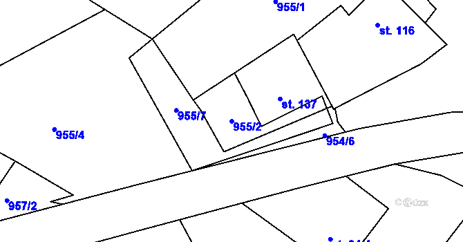 Parcela st. 955/2 v KÚ Kolný, Katastrální mapa
